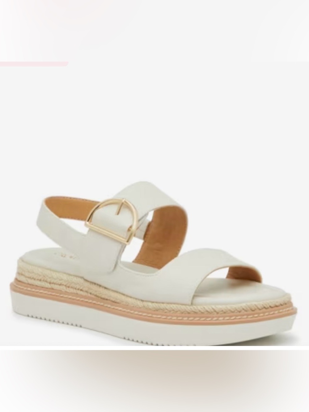 Crown Vintage Cream Leather Platform Sandal with Gold Buckle